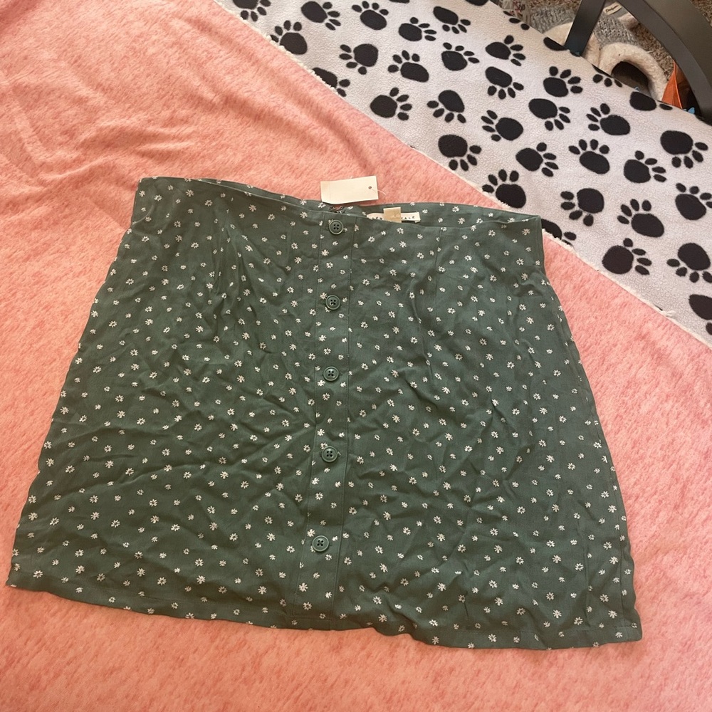 Green floral skirt